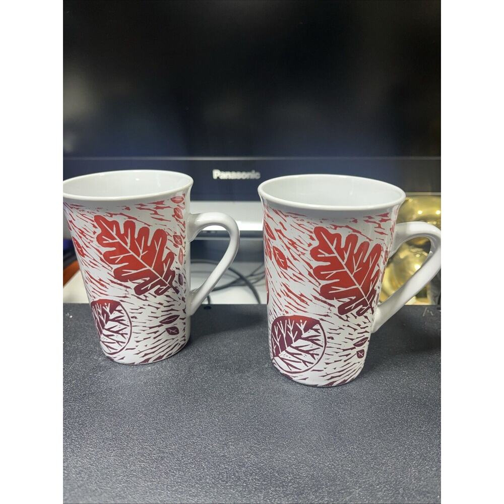 Starbucks Mug Set 12 oz. AUTUMN LEAVES FALL (Circa 2017) 2-Piece Set